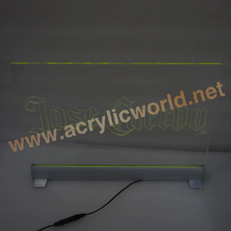 illuminated laser engraving counter top popular acrylic led sign with base manufacturer