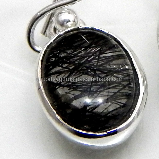 Black Routile Quartz Gemstone 925 Sterling Silver Earring, women earring handmade cute fashion earring stylish earring