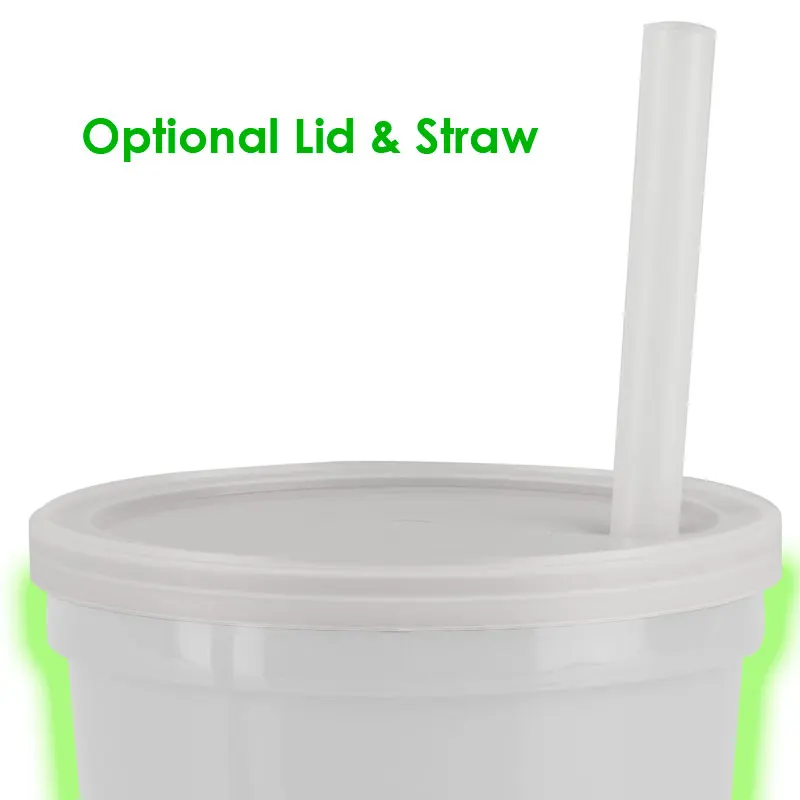 USA Made 12 oz Glow In The Dark Stadium Cup - glows in the dark, BPA-free and comes with your logo