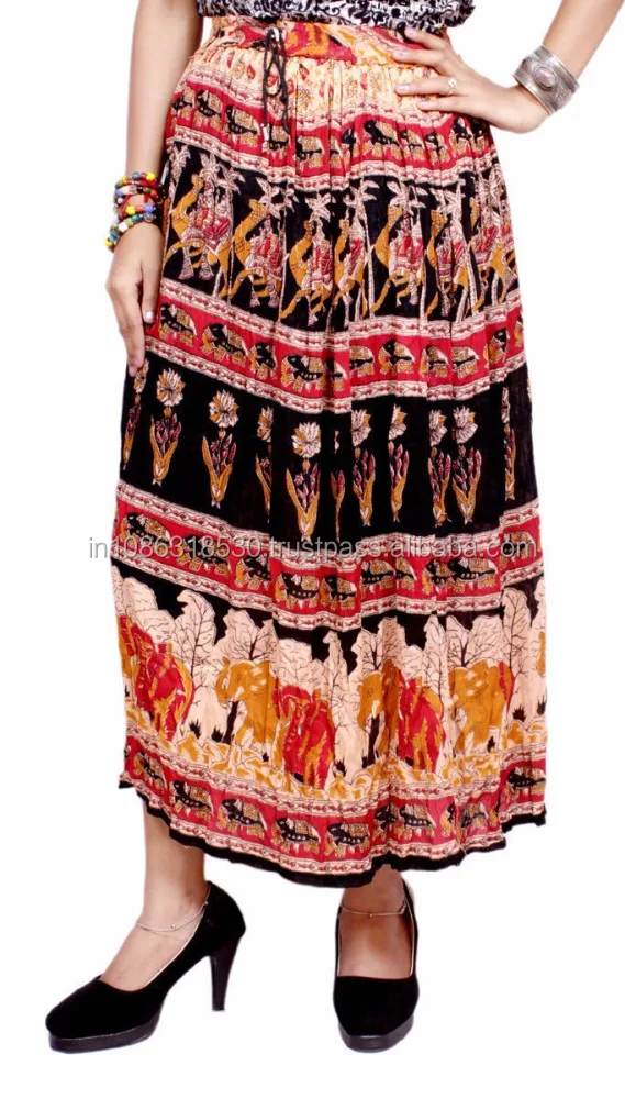 Indian Hippie Boho Gypsy Tribal Batik Animals Floral Elastic Waist Long Skirt Dress Skirt printed long jupe falda gypsy kjol