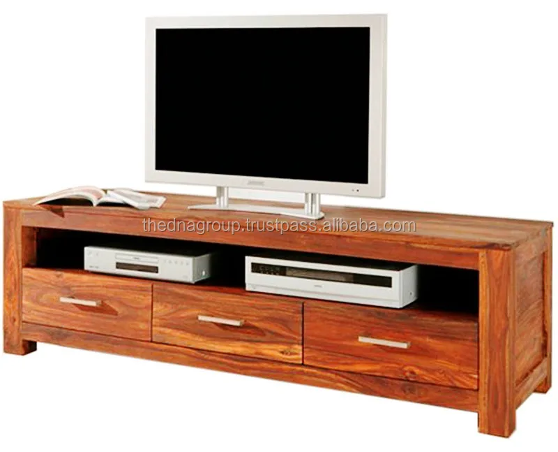 New Natural Finish 3 Drawer Wooden TV Table