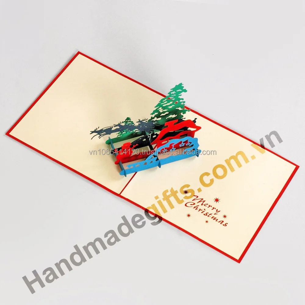 Cheap price supplier 3D Greeting pop up card Christmas and new year by custom design and manufacture High Quality