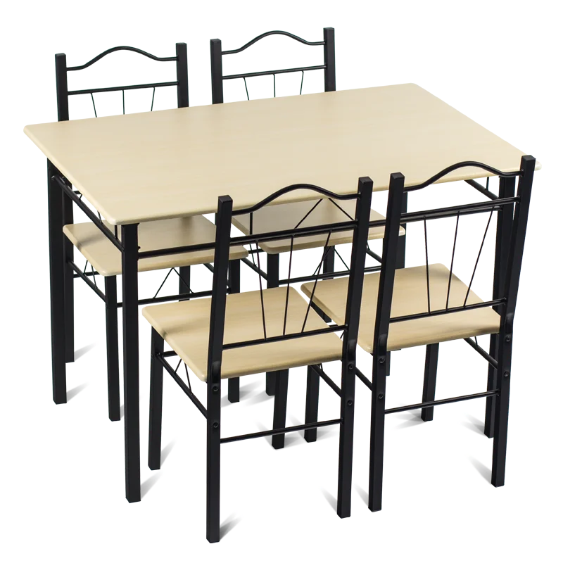 Metal cheap modern dining set table and four chairs Carmen 20009 Beech Maple Wenge Oak Dark walnut colors