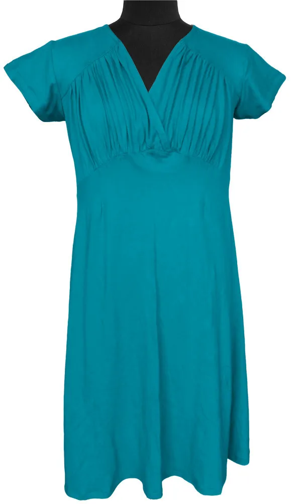 V Neck Maternity Dress with Half Sleeves Pleated Bust Organic Spandex Cotton Bamboo Fabric for Work Occasions Order Model Number