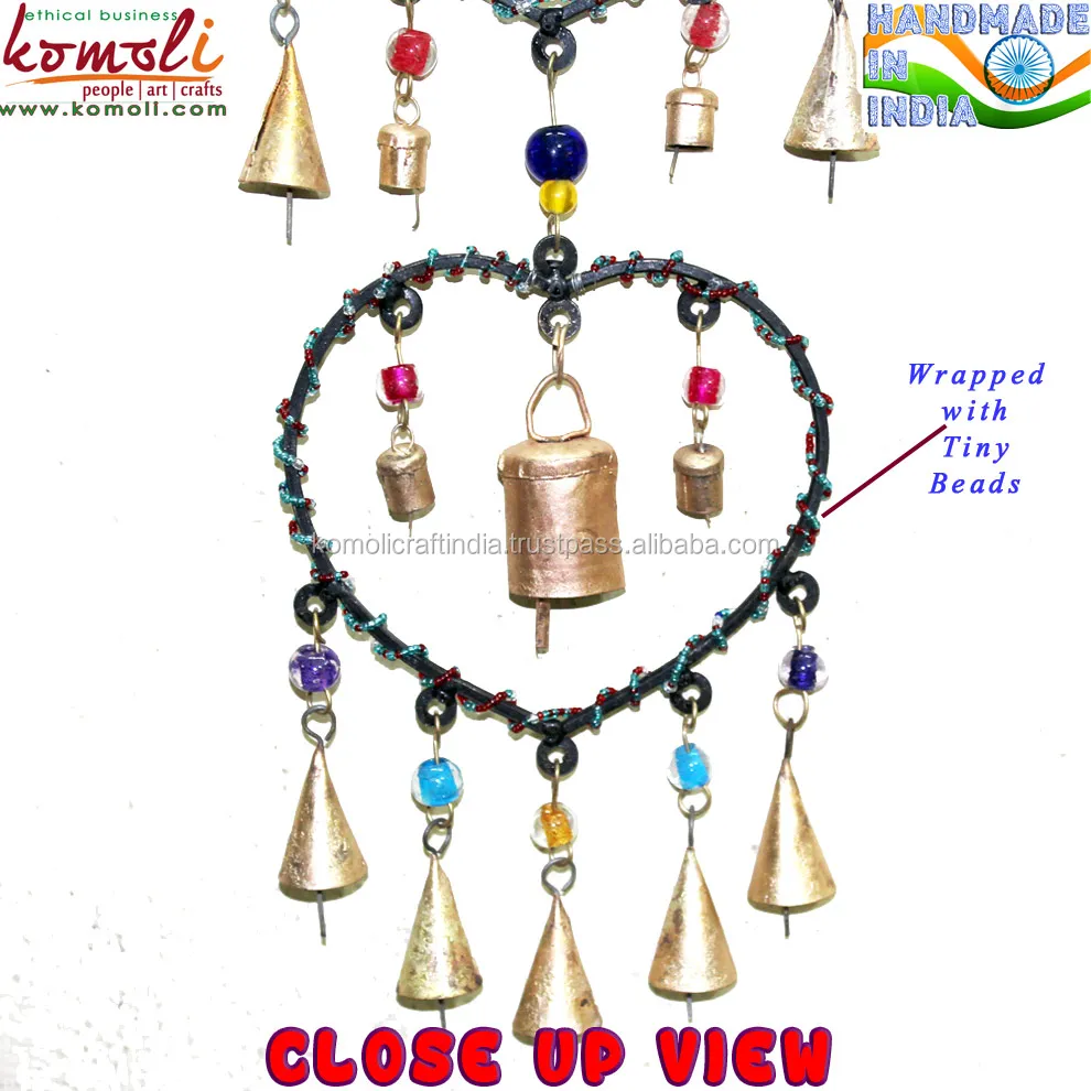 
Beaded heart-shaped theme Iron metal craft wholesale wind chimes for home & garden outdoor 