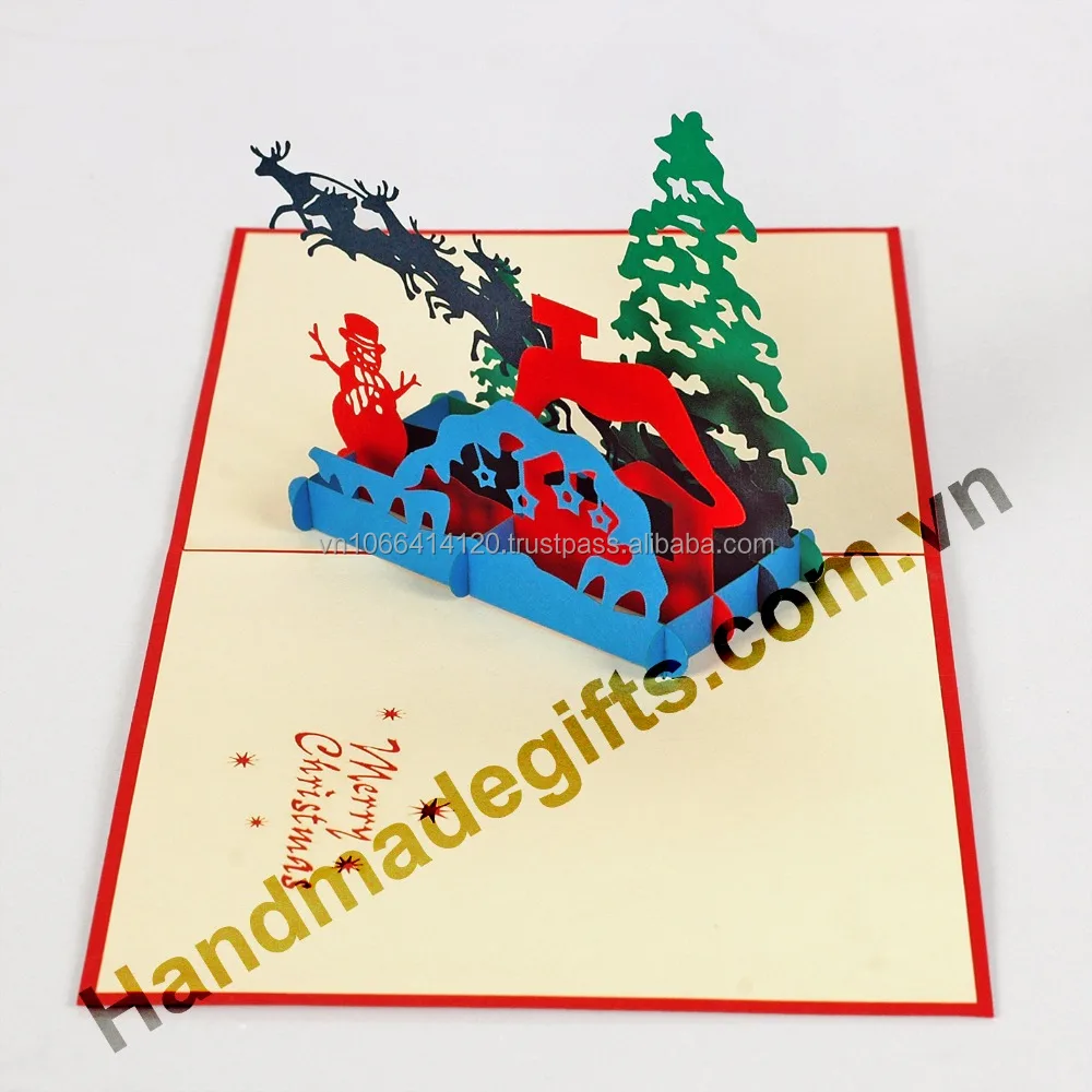 Cheap price supplier 3D Greeting pop up card Christmas and new year by custom design and manufacture High Quality