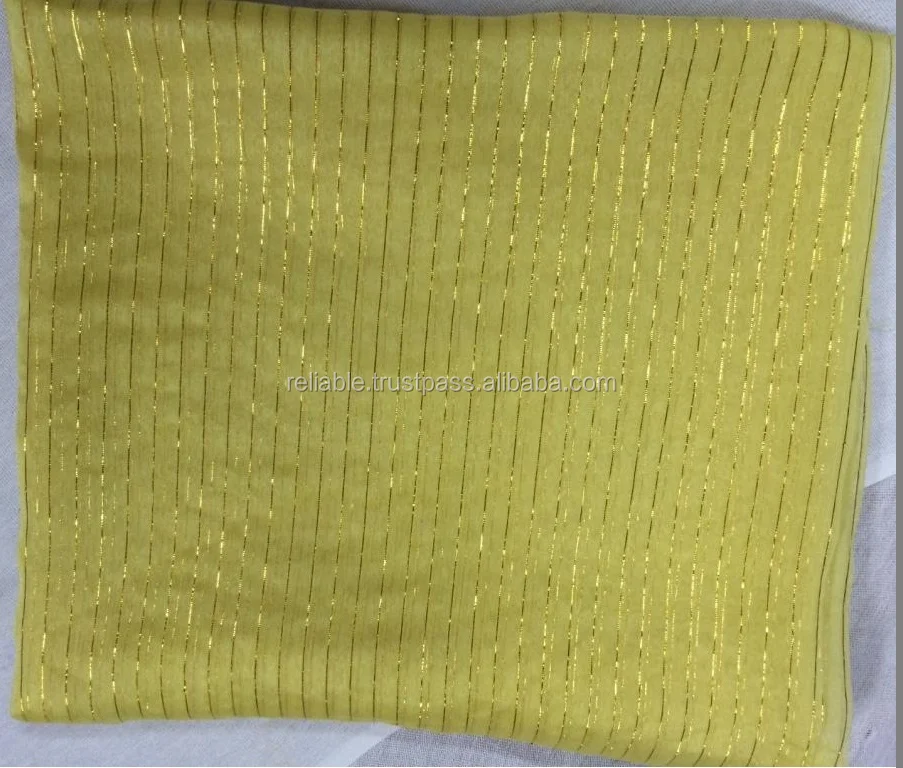 Complete Range of Gold Simple Lurex Lines on Silk Chiffon Scarves