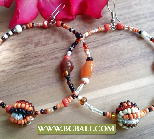 hoop earrings beads glass handmade design