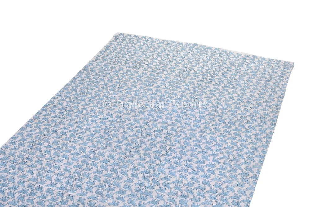 Hand Block Art Indian Cotton Home Textile Upholstery Voile Elephant Print Fabric Rajasthani Printed Kid Fabric Printed Material