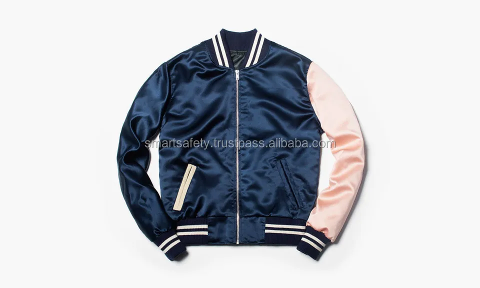 Blue Satin Varsity Jacket