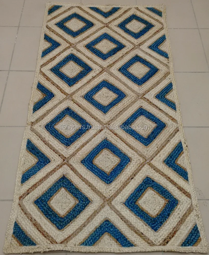 Rectangle Natural Jute Braided cheap rag rugs Export Quality Available in all sizes for Hotel living room