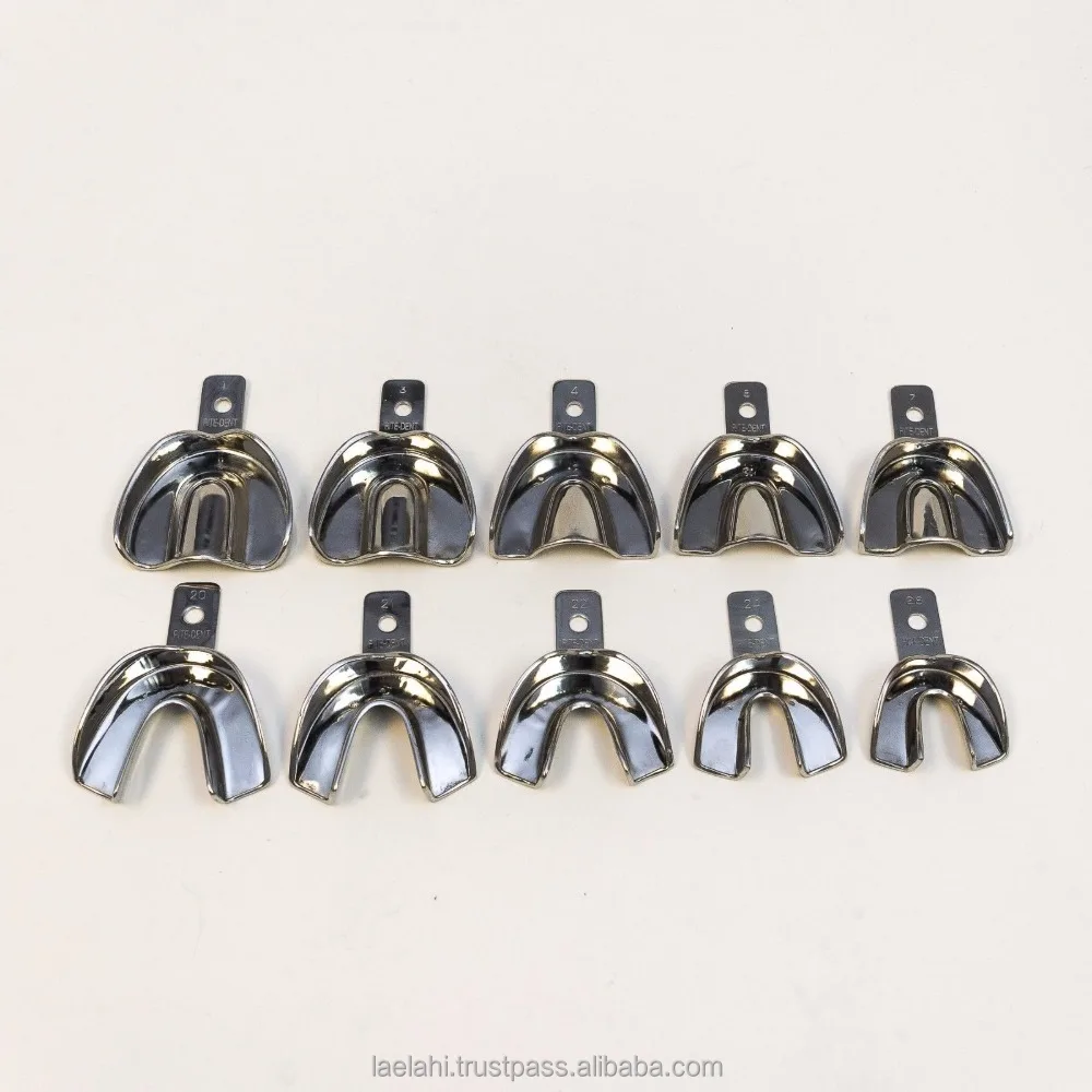 2024 BEST SELLING DENTAL STAINLESS STEEL NON PERFORATED IMPRESSION TRAYS SET OF 10