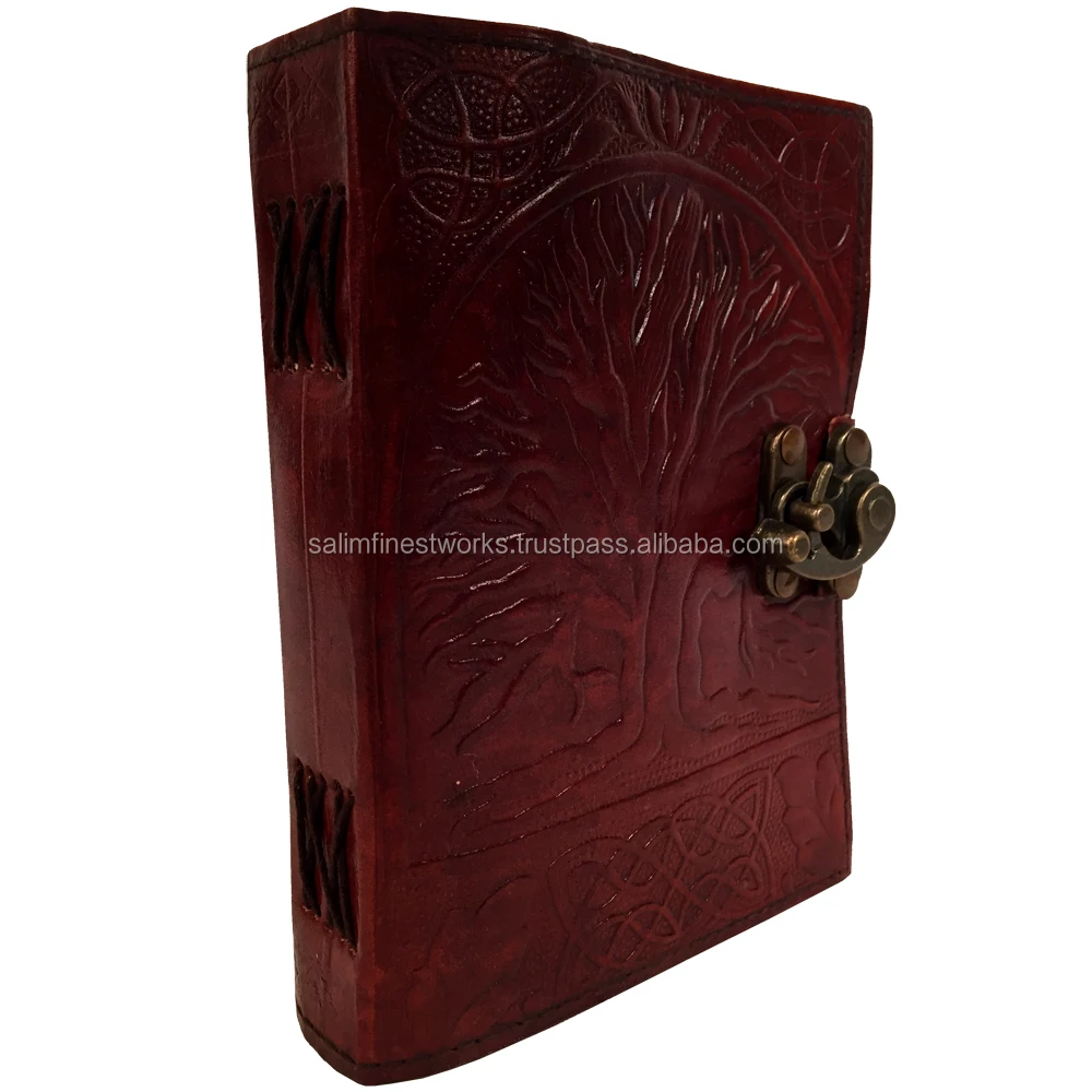 Handmade Tree of Life Tooled Leather Blank Journal Diary Notebook Book Brown Beautiful Book