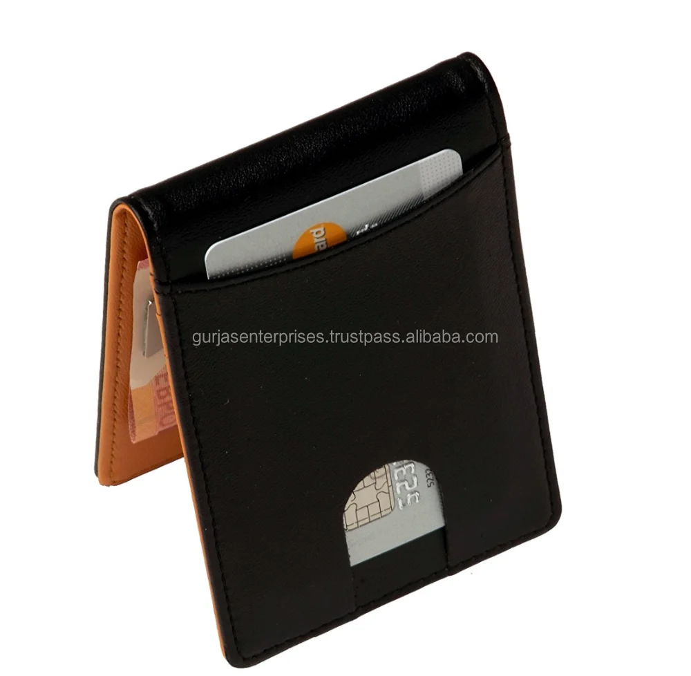 
100% genuine leather wallets money Clip Organizer 
