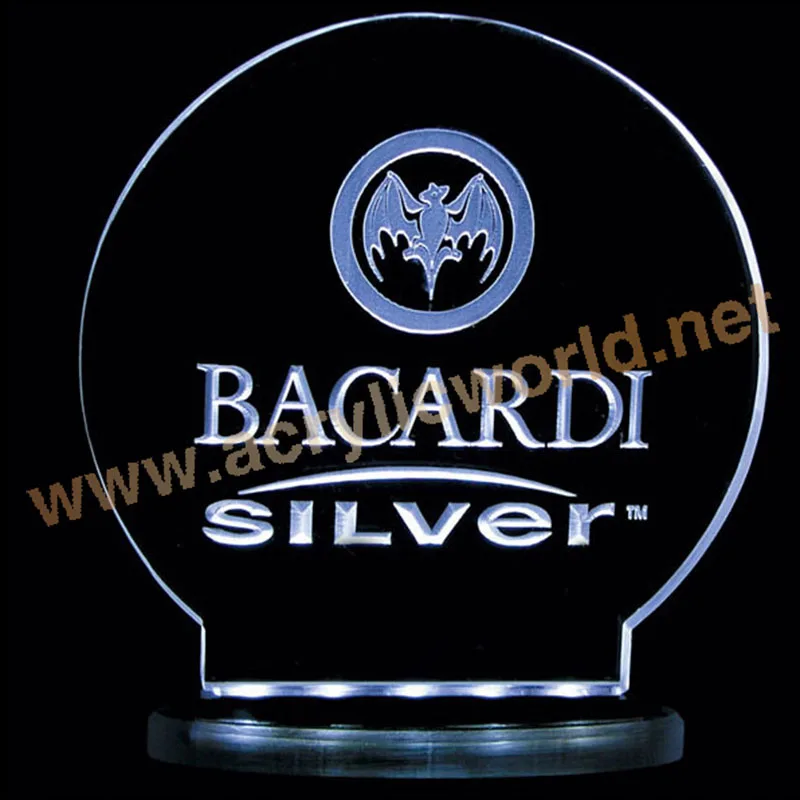 illuminated laser engraving counter top popular acrylic led sign with base manufacturer