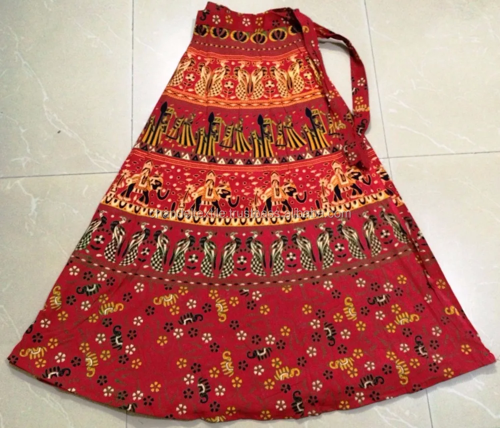 Indian Traditional Cotton maxi skirt wrap on sarong peasant boho Cotton Designer Printed Animals Wraparound Women Skirts