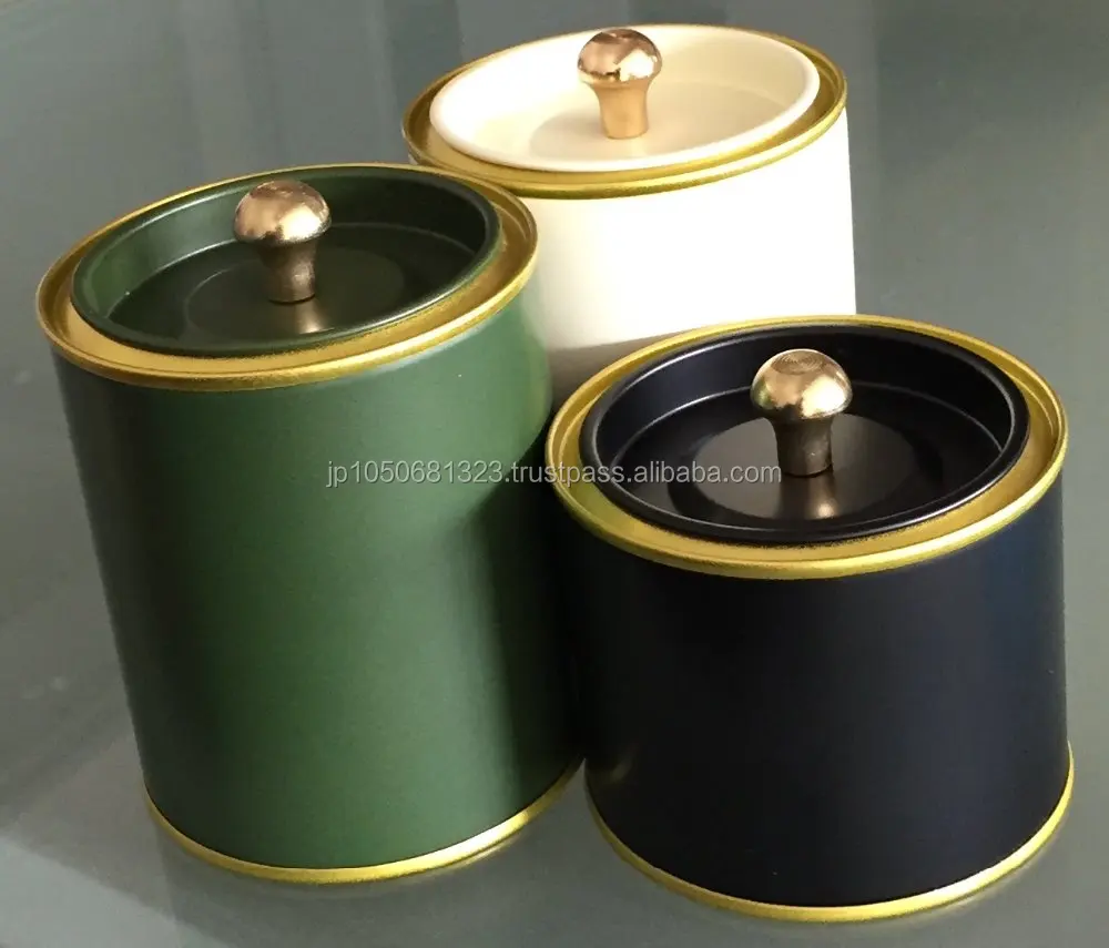 High quality tea tin can box made in Japan, small lot, OEM, wholesales available