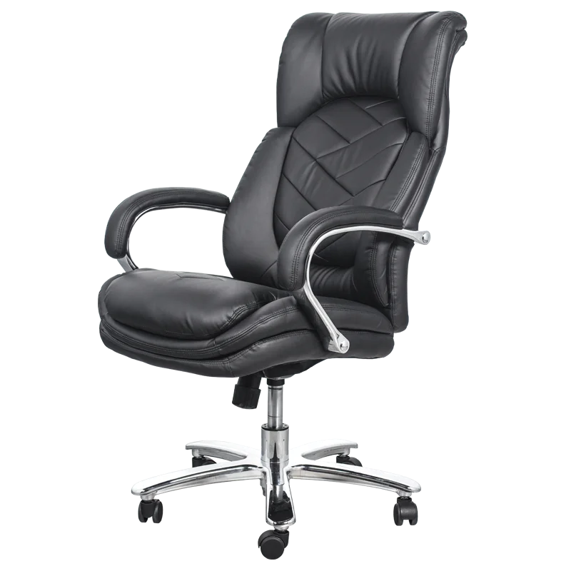 High back quality manager ergonomic computer PU swivel desk office chair with heavy duty chrome base Carmen 6100 Black Brown