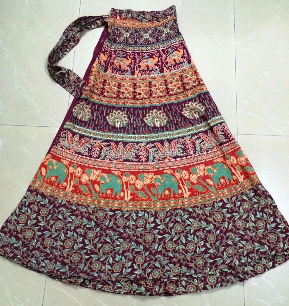 Indian Traditional Cotton maxi skirt wrap on sarong peasant boho Cotton Designer Printed Animals Wraparound Women Skirts