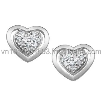 High Quality CZ Heart shape Silver Jewellery Set including earrings, ring and pendant - Vietnam - PNJ brand