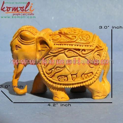 Indian souvenir wood carving hand carved elephants woods crafts for home  decoration