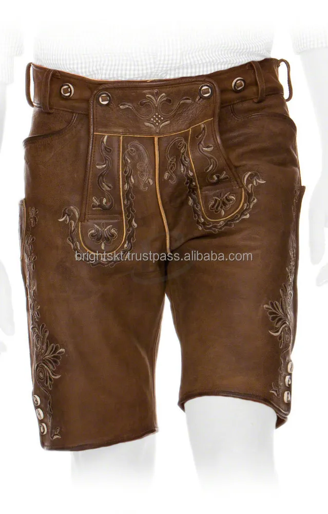 Mens Traditional German Bavarian Lederhosen Oktoberfest Light Brown Lederhosen (Bavarian Garments) High Quality Product 2024