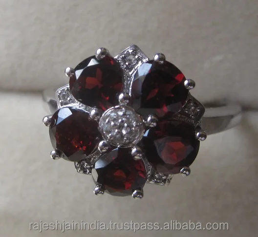 garnet topaz sterling silver ring