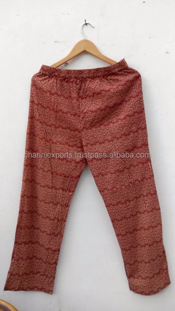 Beautiful Hand Block Printed Cotton Long Pant With Elastic Waist, Colorful Print Pant For Casual Street & Night Sleep Wear Pant