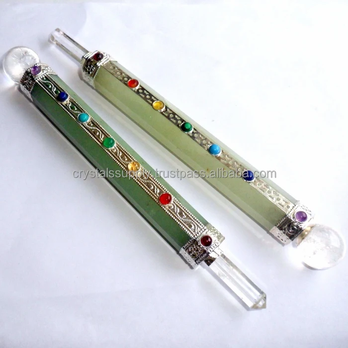 Wholesale Green Aventurine Healing Wand with Chakra Stones : Manufacturer Crystal Healing Wand