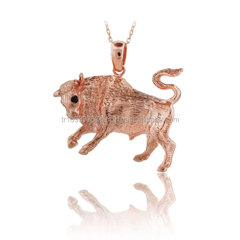 14K Solid Gold Taurus Pendant Necklace Fine Jewellery for Women Made in Turkey