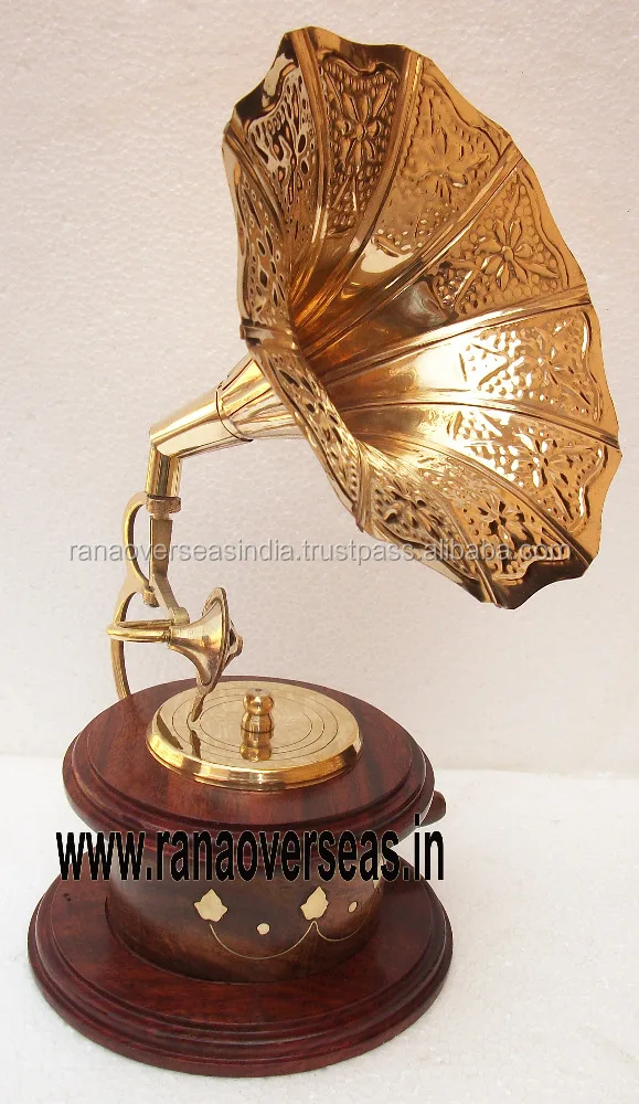 European High End Antique Wooden Gramophone With Round Base For Restaurant , Hotel And Home
