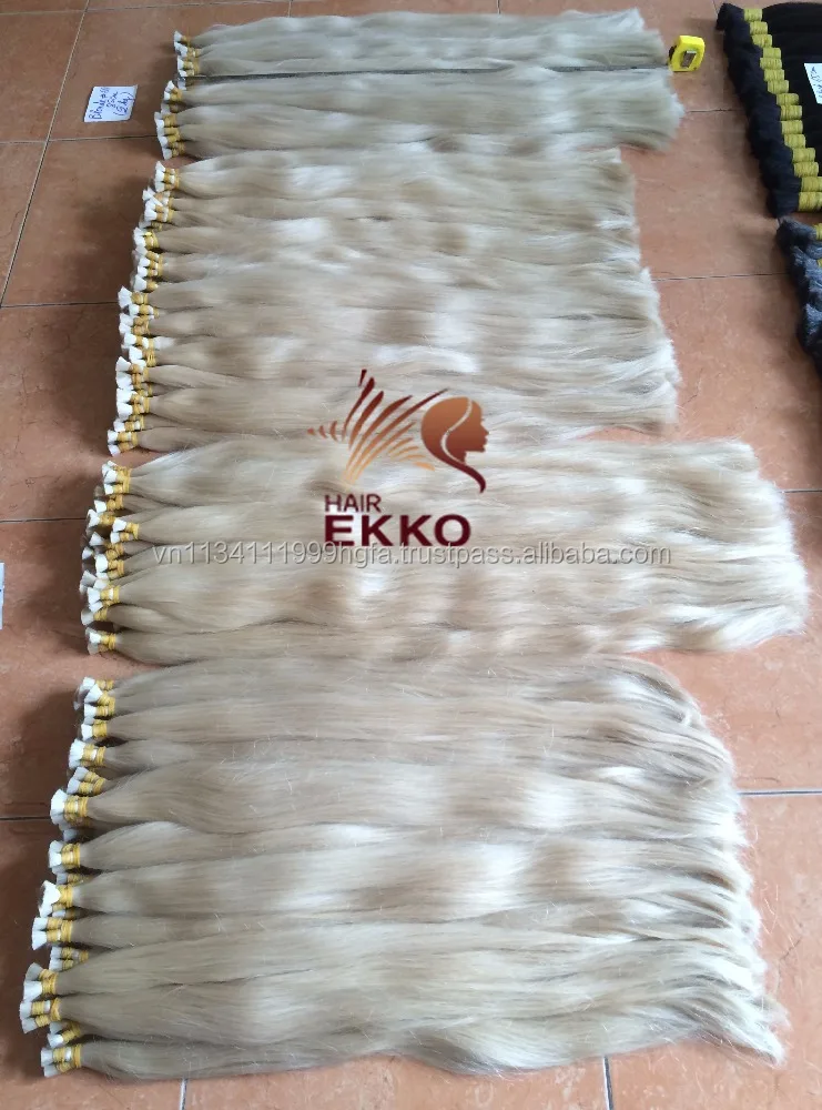 
EKKOHAIR High-quality platinum blonde hair #6 Silky&Straight Bulk 4Pcs/Lot blonde colour hair bulk for Braiding blonde Hair 