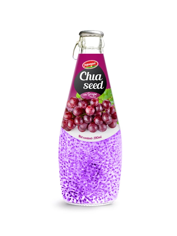 
Exporter fruit juice chia seeds drink with Orange flavor in Glass bottle 290ml 