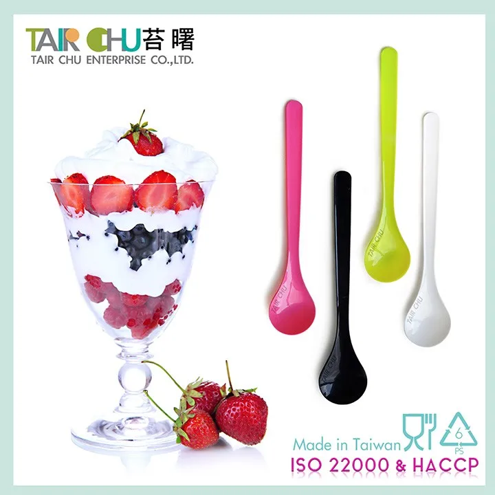 18cm Lovely Colorful Sundae Ice Cream Disposable Plastic Spoon