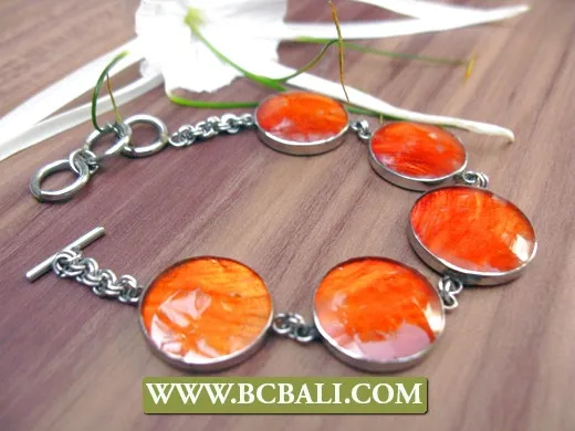 fashion bracelet stainless steel with resin handmade bali