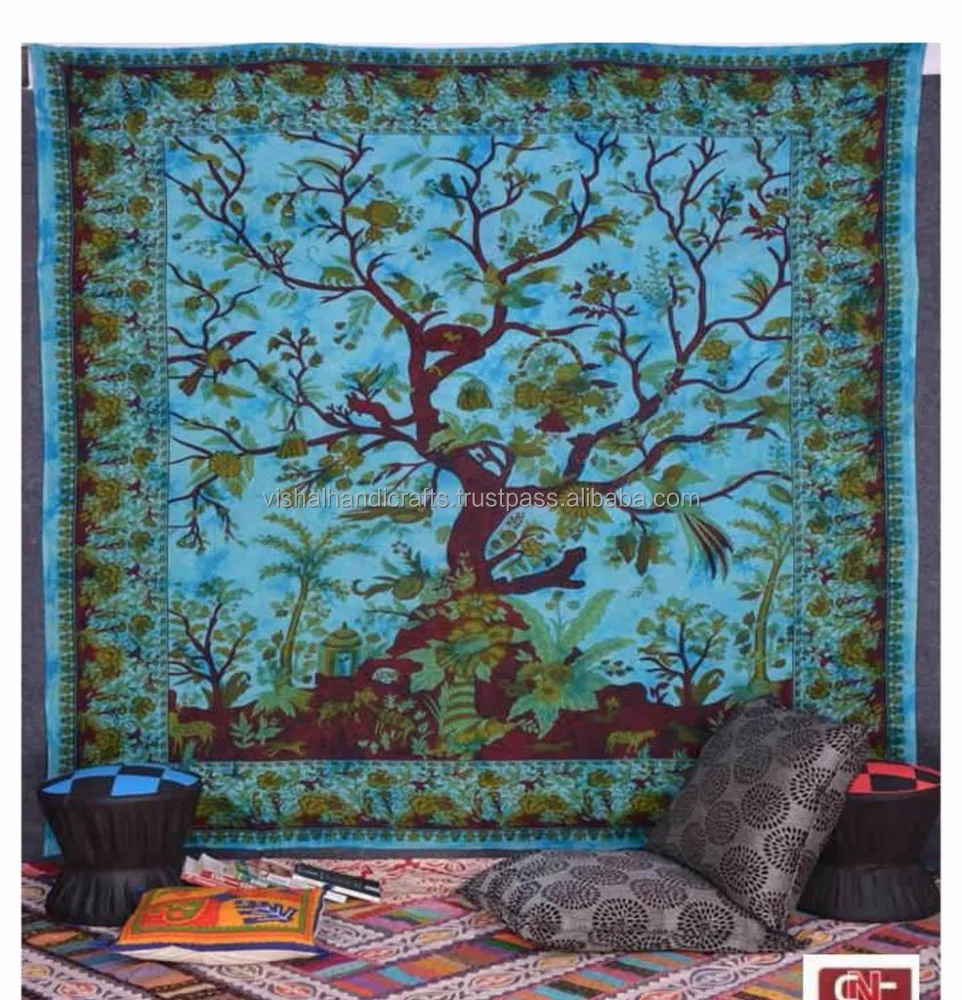 Wholesale Price Tree of life Tapestries Wall Hanging Hippie Tapestries Bohemian Tapestry Indian Bed Wall Hanging.