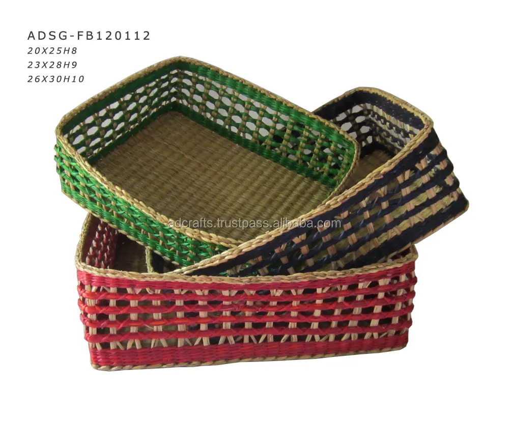 
wholesale factory vietnamese seagrass combined rattan basket 