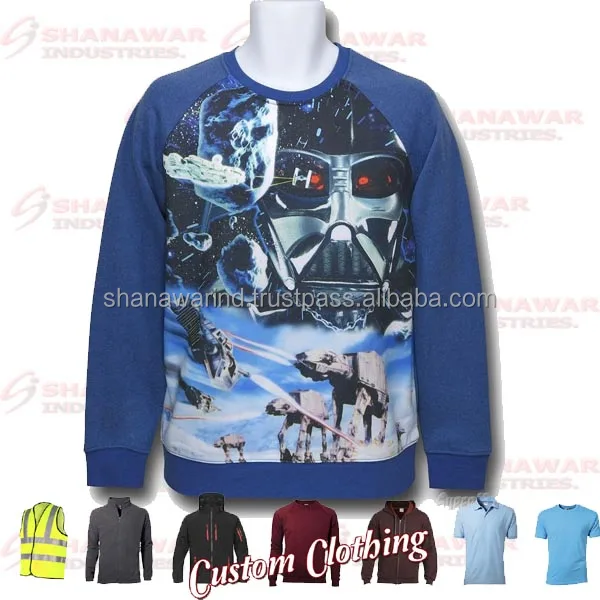 Sublimation Fashion Pullover No Hood Crewneck Sweatshirt OEM 100% Polyester Hoodie Custom Pattern Logo