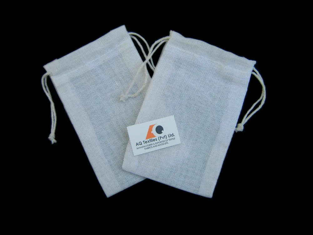 Мешок из белого муслина на шнурке-белый шнур на шнурке-Индивидуальный размер.