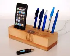 Mobile Phone Dock and Pen Holder with extra USB Stands unique desk and office accessory Stand