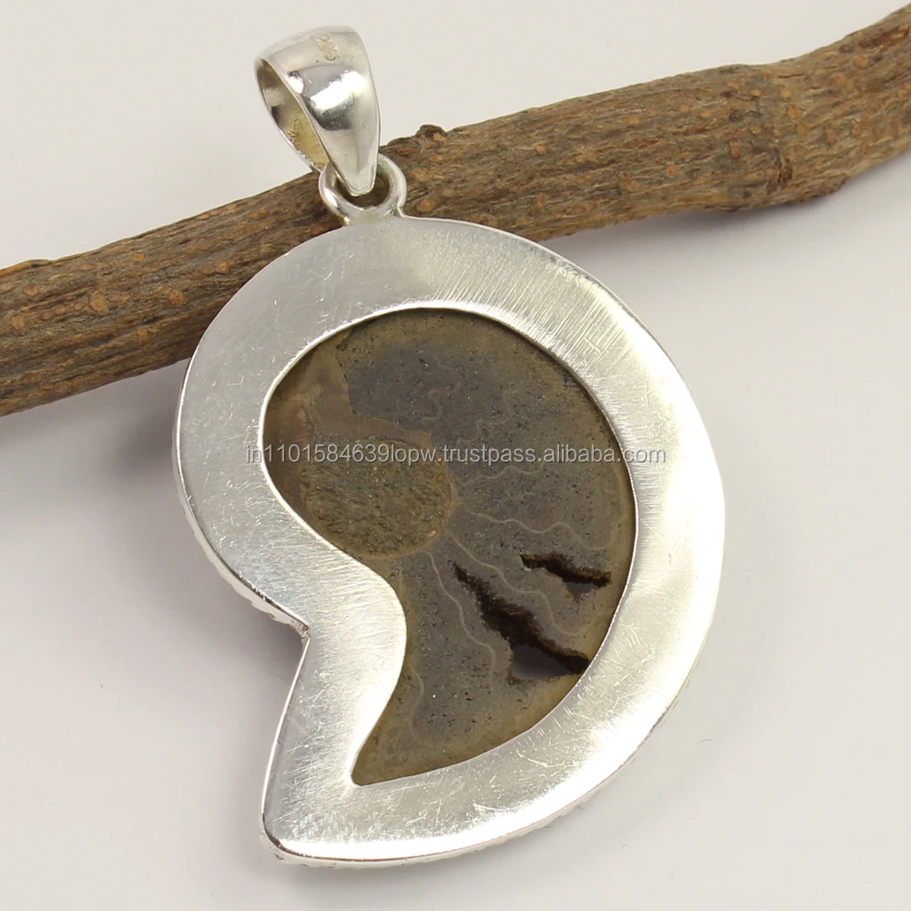 Natural AMMONITE Gemstone Pendant 925 Sterling Silver Jewelry ! Wholesale