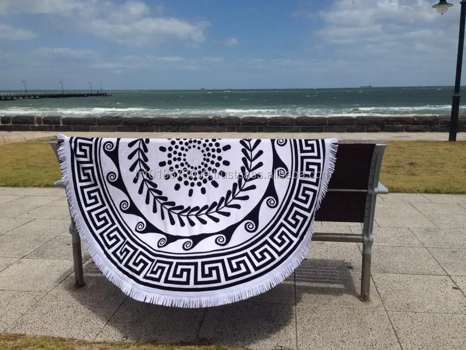 Made in Turkey 150 cm Roundie Beach towel with tassels from Factory, Australian the beach people roundie circle RBT