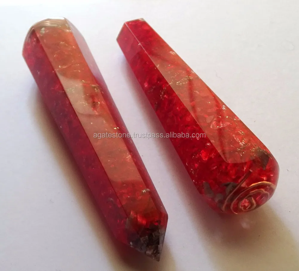 New Red Onyx Orgone Energy Faceted Massage Wands Quality Manufacturer