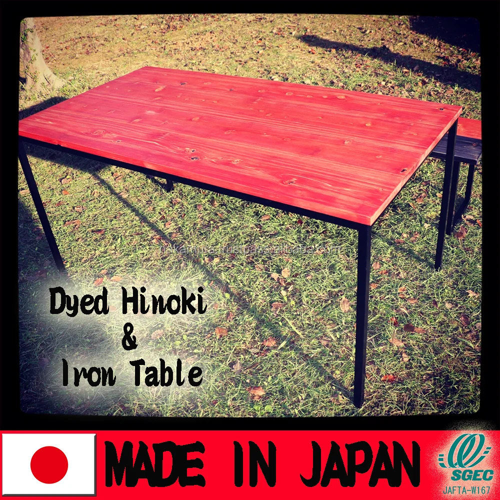 
Fashionable Dyed Hinoki Wood and Iron Dining Table Made in Japan 