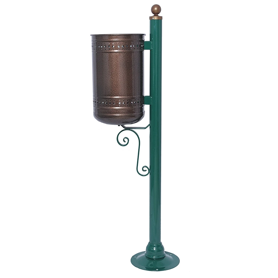 
27LT/32LT Post Mounted Single Round Waste Bin Metallic,stainless Steel Storage Bucket (GMG - GMS 32) All-season Not Support 