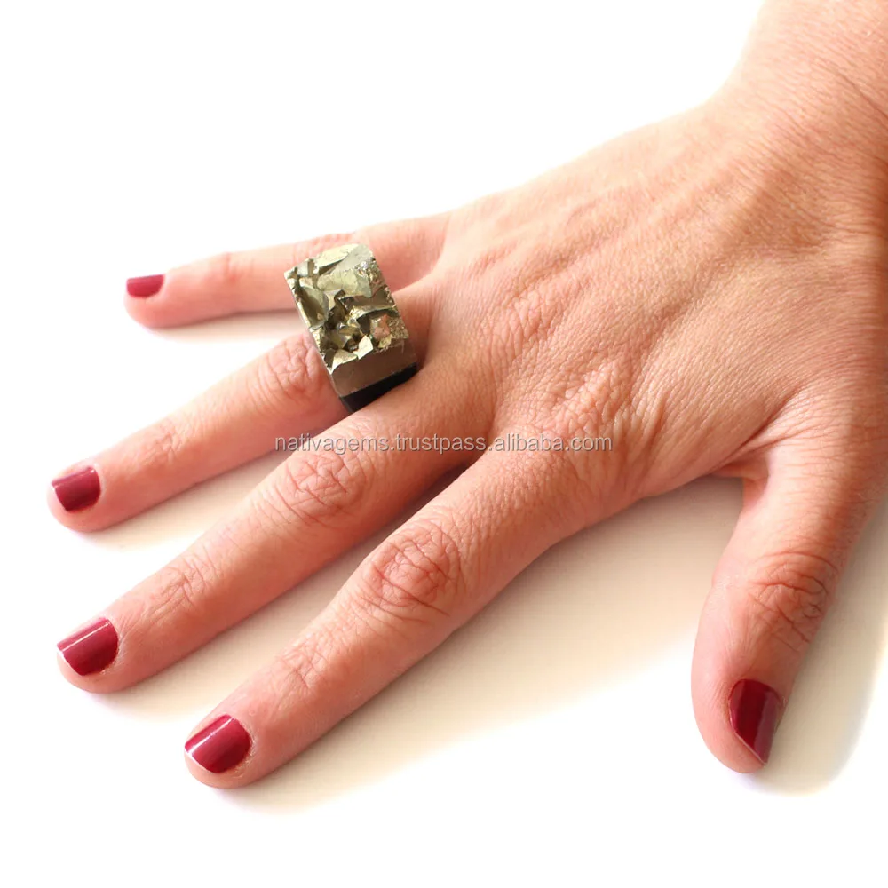 NATURAL PYRITE DRUZY RING