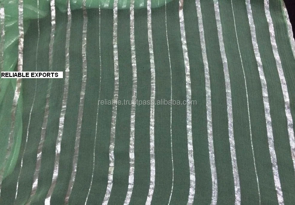 Our New narrow Silver Lurex Stripes on Silk Chiffon Scarves