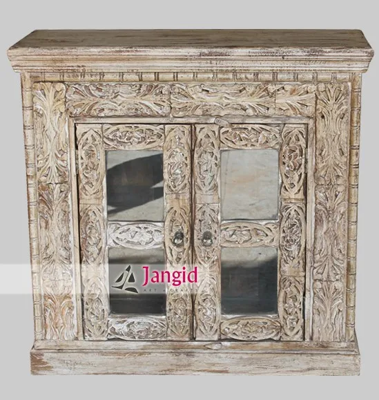 wooden carving white wash painted sideboard buffet paint cabinet