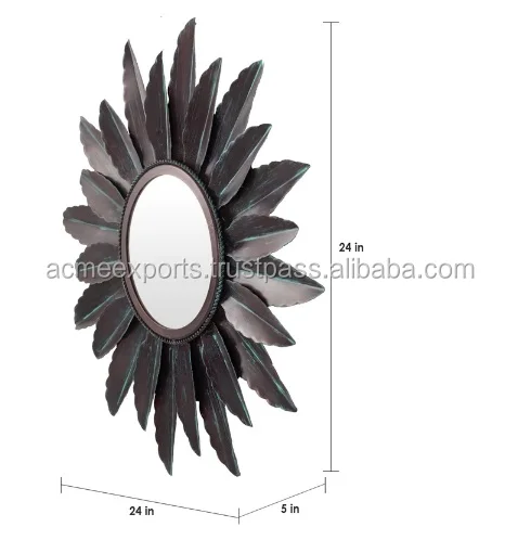 Indian Supplier metal mirror frame with black color for decoration handicraft metal wall mirror wall mirrors home decor