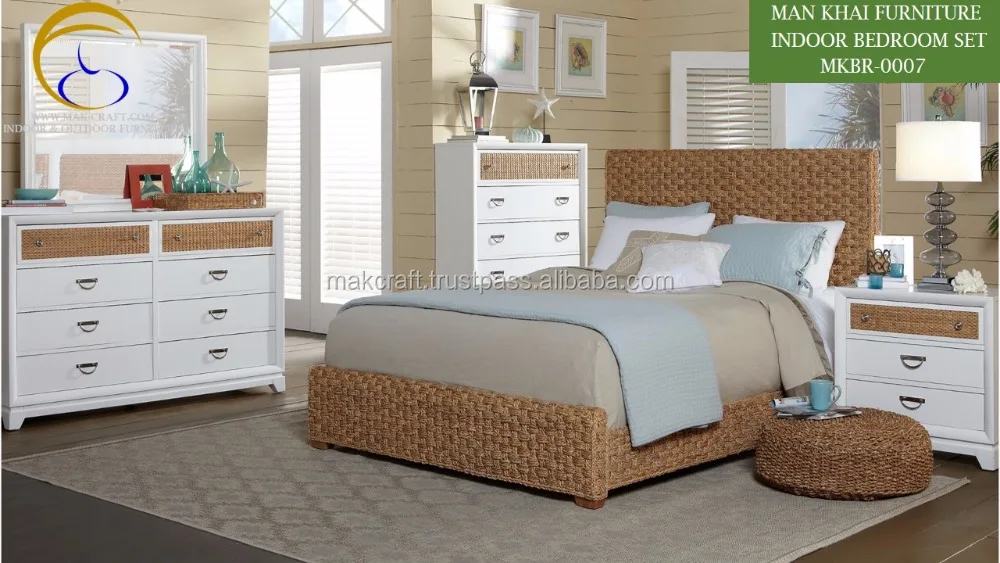 Antique home bedroom furniture set - Indoor Rattan Furniture Bedroom Set - Wicker rattan wooden bedroom set furniture